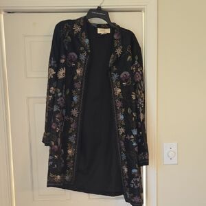 Floral Embroidered Black Blazer
